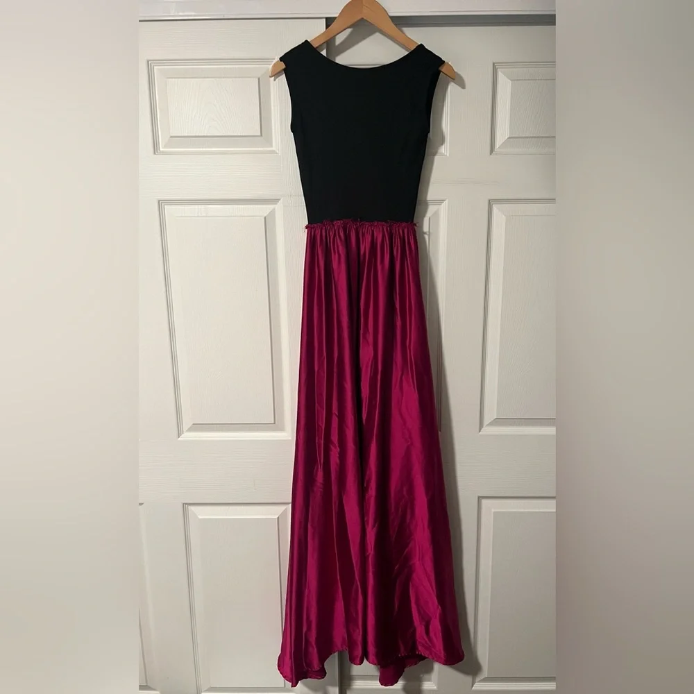 Anthropologie $298 Ripley Rader Magenta Pink Satin Ashley Formal Dress Maxi Gown
